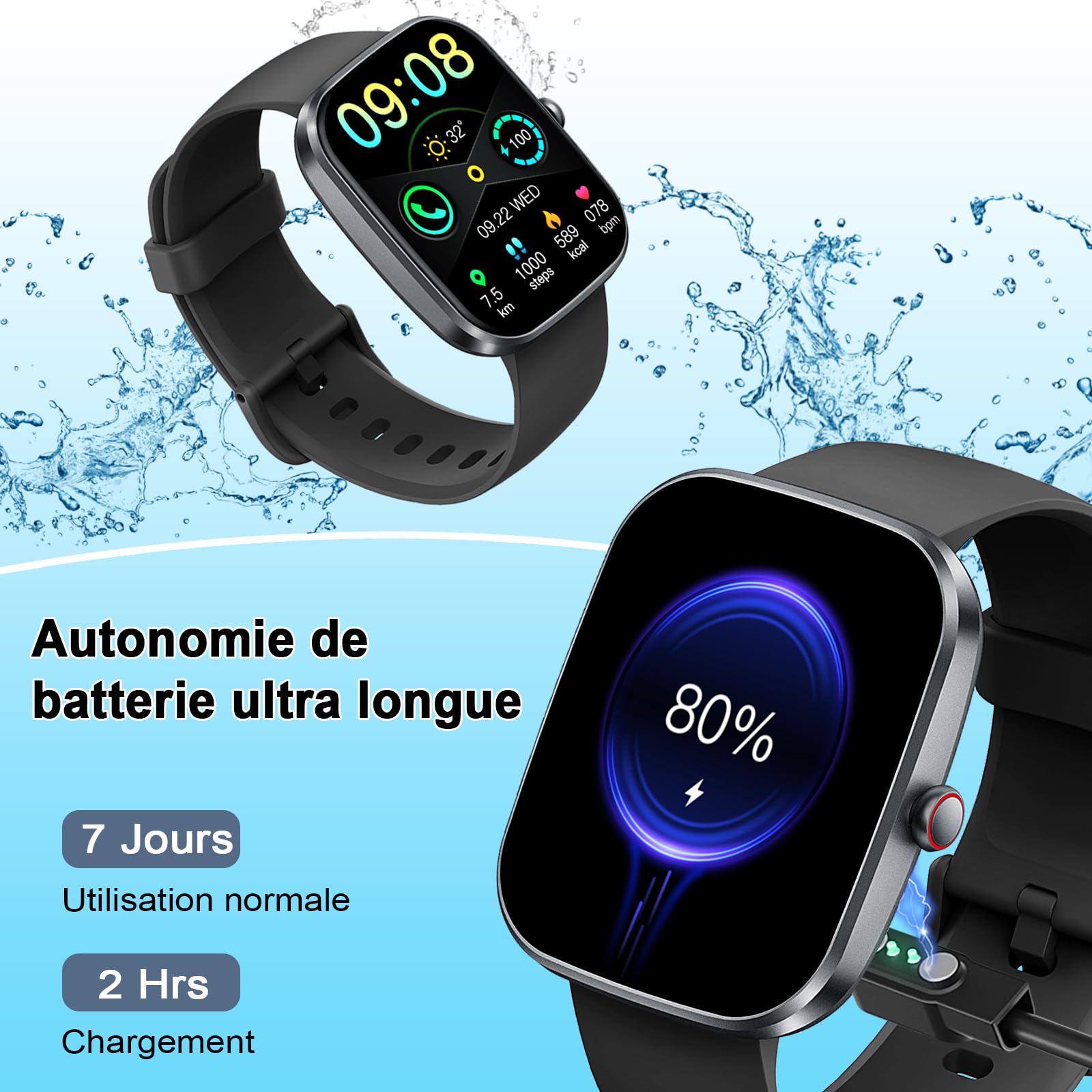 Montre connectée homme femme appel Bluetooth sport fitness tracker