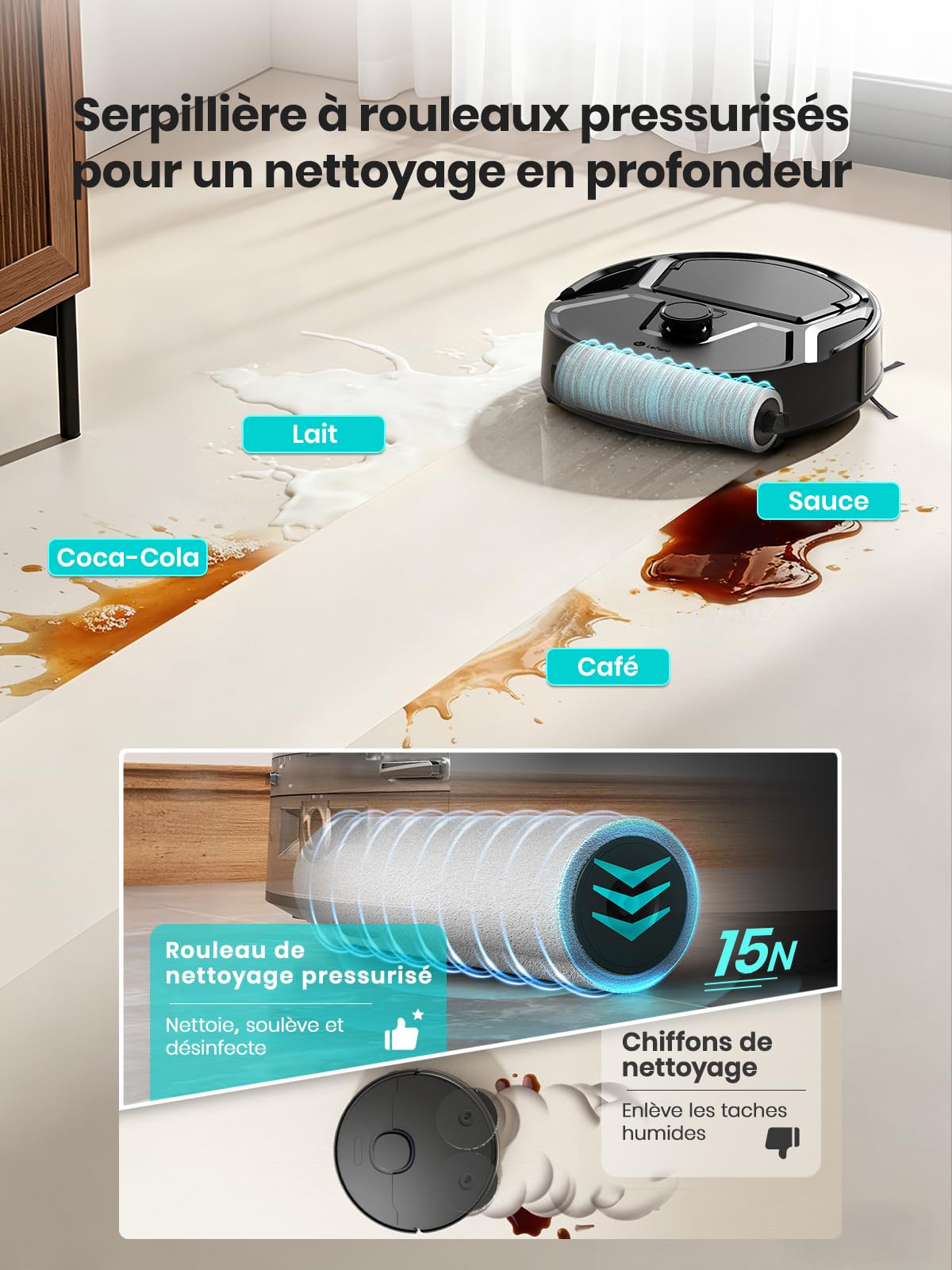 Robot aspirateur laveur M210 Pro 20000Pa boîte poussière navigation LiDAR