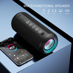 Enceinte Bluetooth 5.3 portable étanche IPX7 — son 360°, lumières RGB, 30h d'autonomie