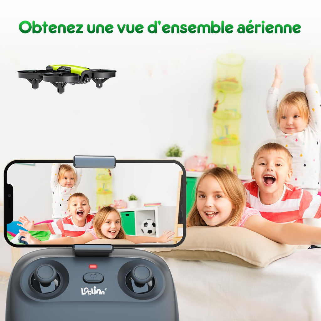 Mini drone caméra pour enfant — 3 batteries, protections d'hélices, photo & vidéo