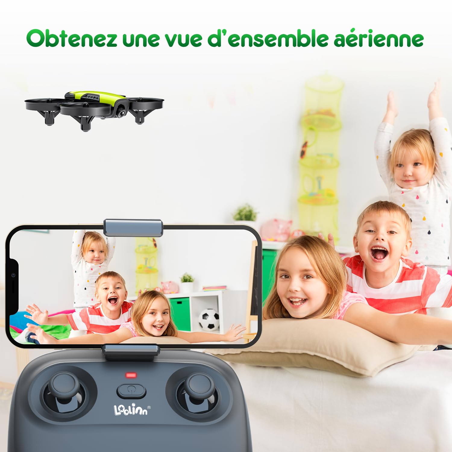 Mini drone caméra pour enfant — 3 batteries, protections d'hélices, photo & vidéo