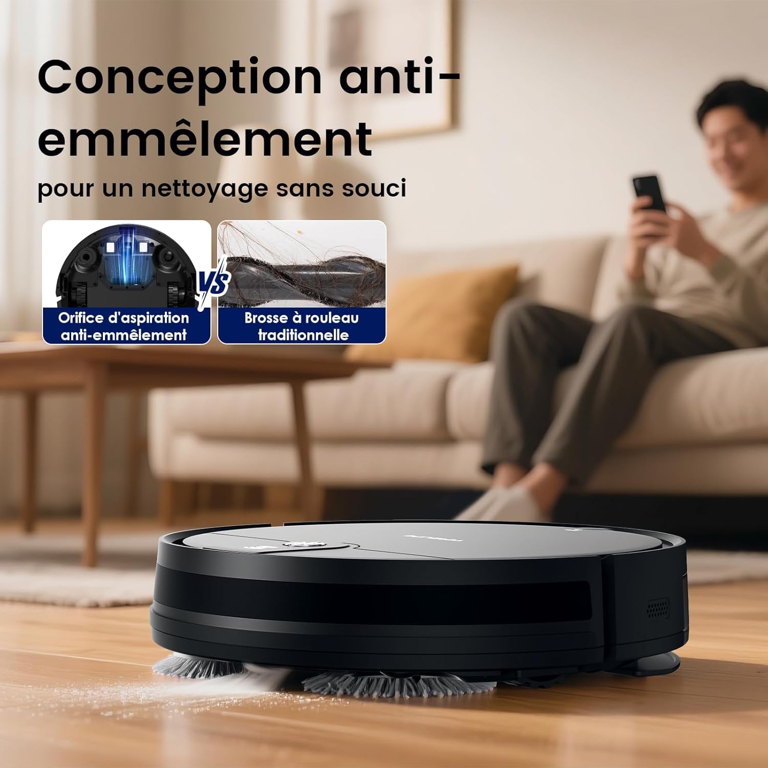 Robot aspirateur laveur 2 en 1 4000Pa 120min navigation obstacle fin