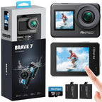 Caméra sport 4K étanche double écran tactile 64Go IPX8 action cam