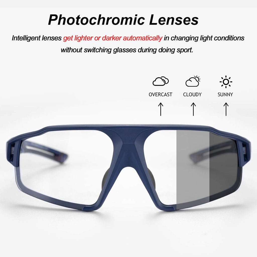 Lunettes cyclisme verres décoloration intelligente transparentes sport PC
