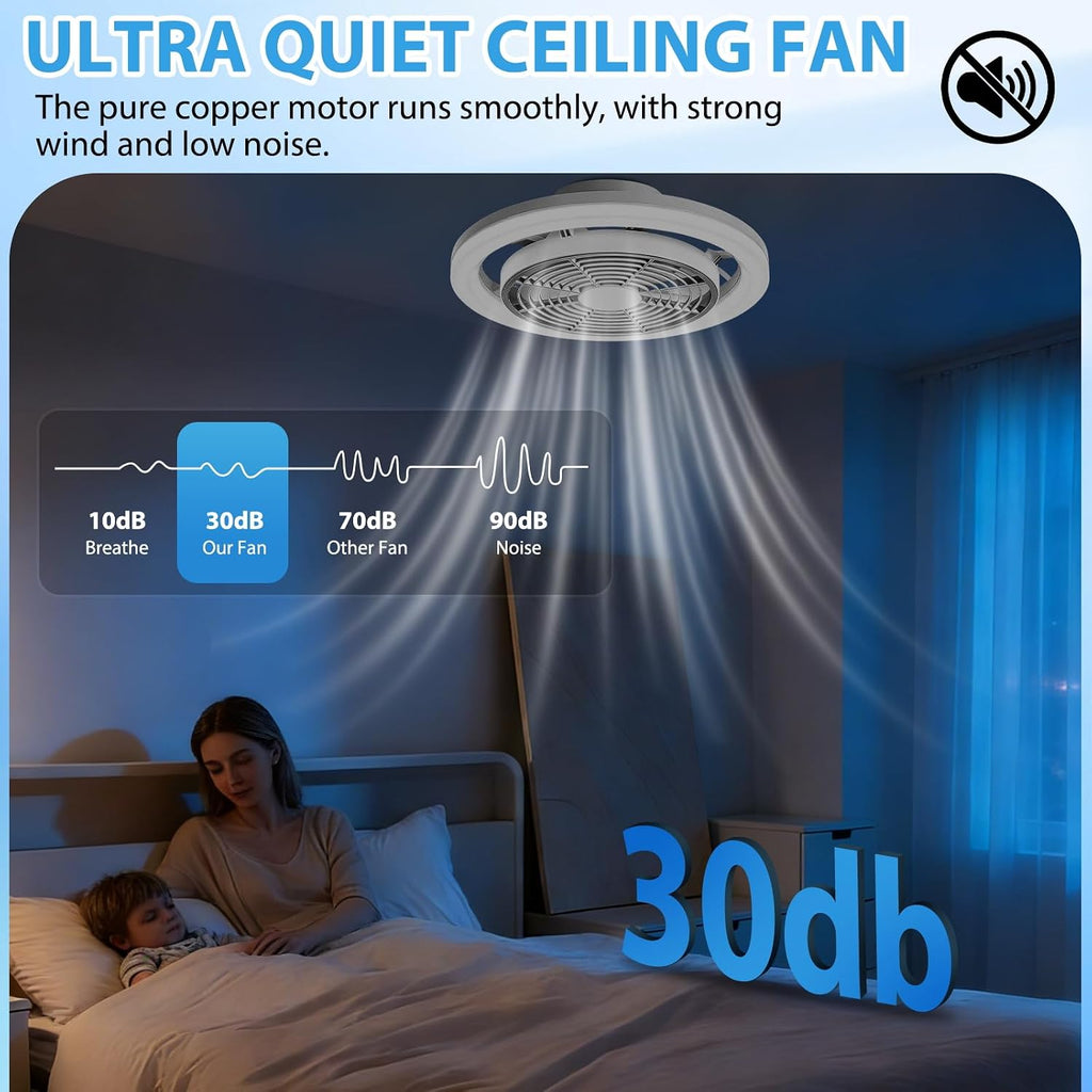 Ventilateur de plafond plafonnier LED Ø40 cm blanc — dimmable, discret — vue 4