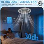 Ventilateur de plafond plafonnier LED Ø40 cm blanc — dimmable, discret — vue 4