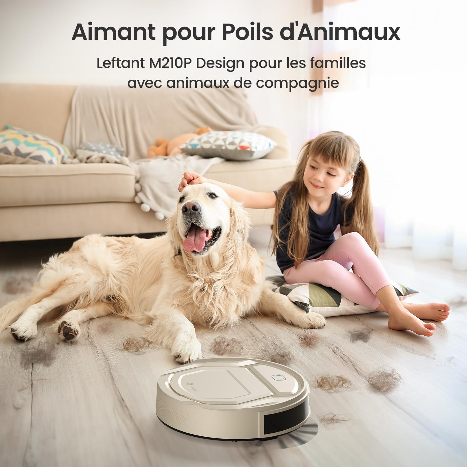 Robot aspirateur mince 2200Pa silencieux 55dB WiFi connecté app