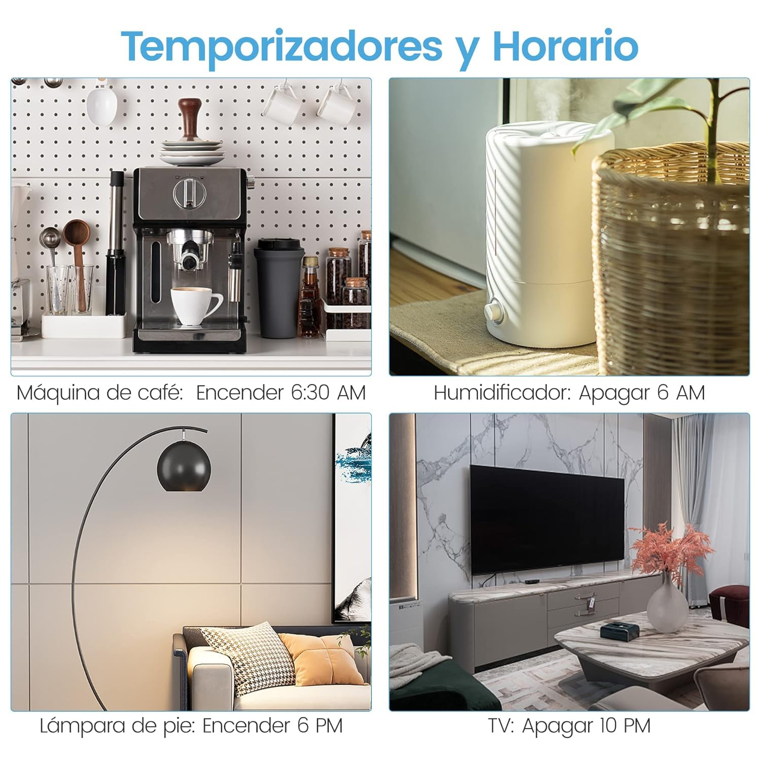 Lot 4 prises WiFi intelligentes 16A mesure courant, compatible Alexa
