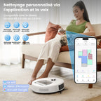 Robot aspirateur laveur 3 en 1 6000Pa 150min navigation laser dToF