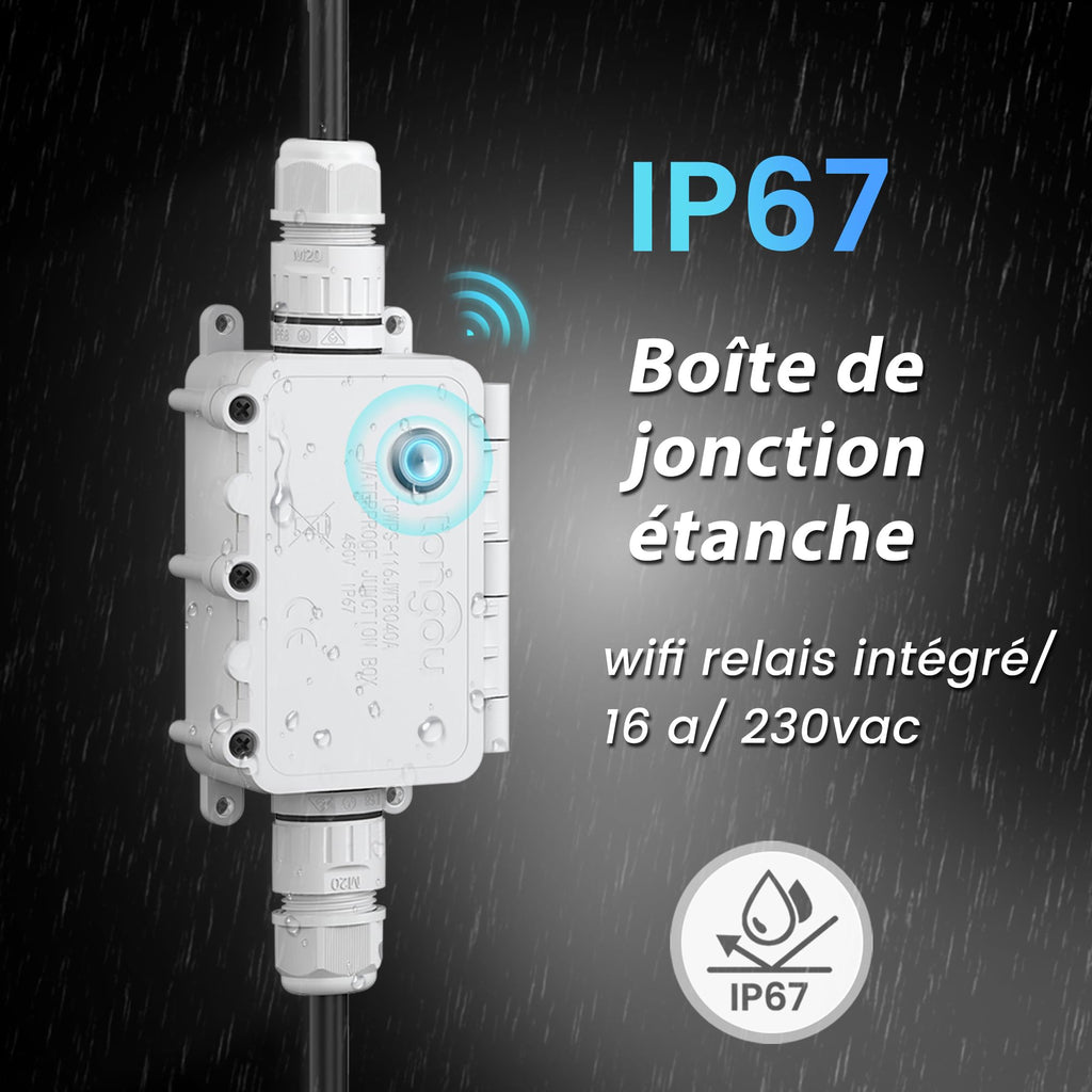 Interrupteur intelligent WiFi 16A télécommande vocale IP67 extérieur