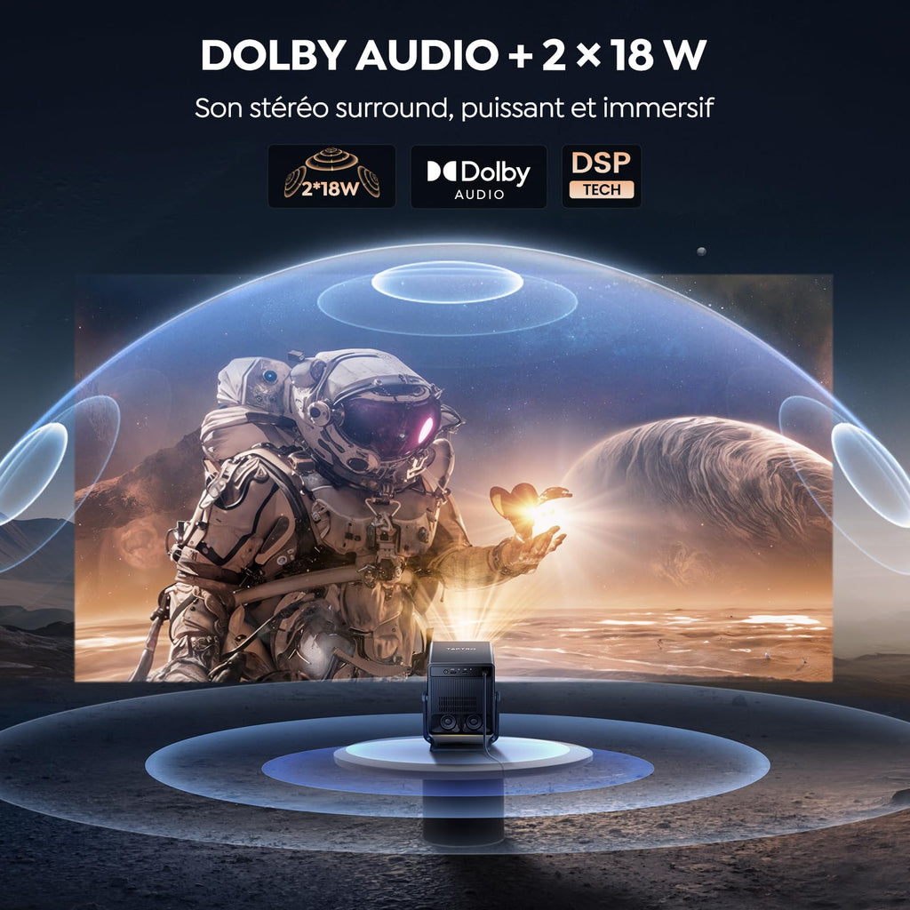 Vidéoprojecteur 4K VIDAA OS 1400 ANSI Dolby 36W ultra-rapide intelligent