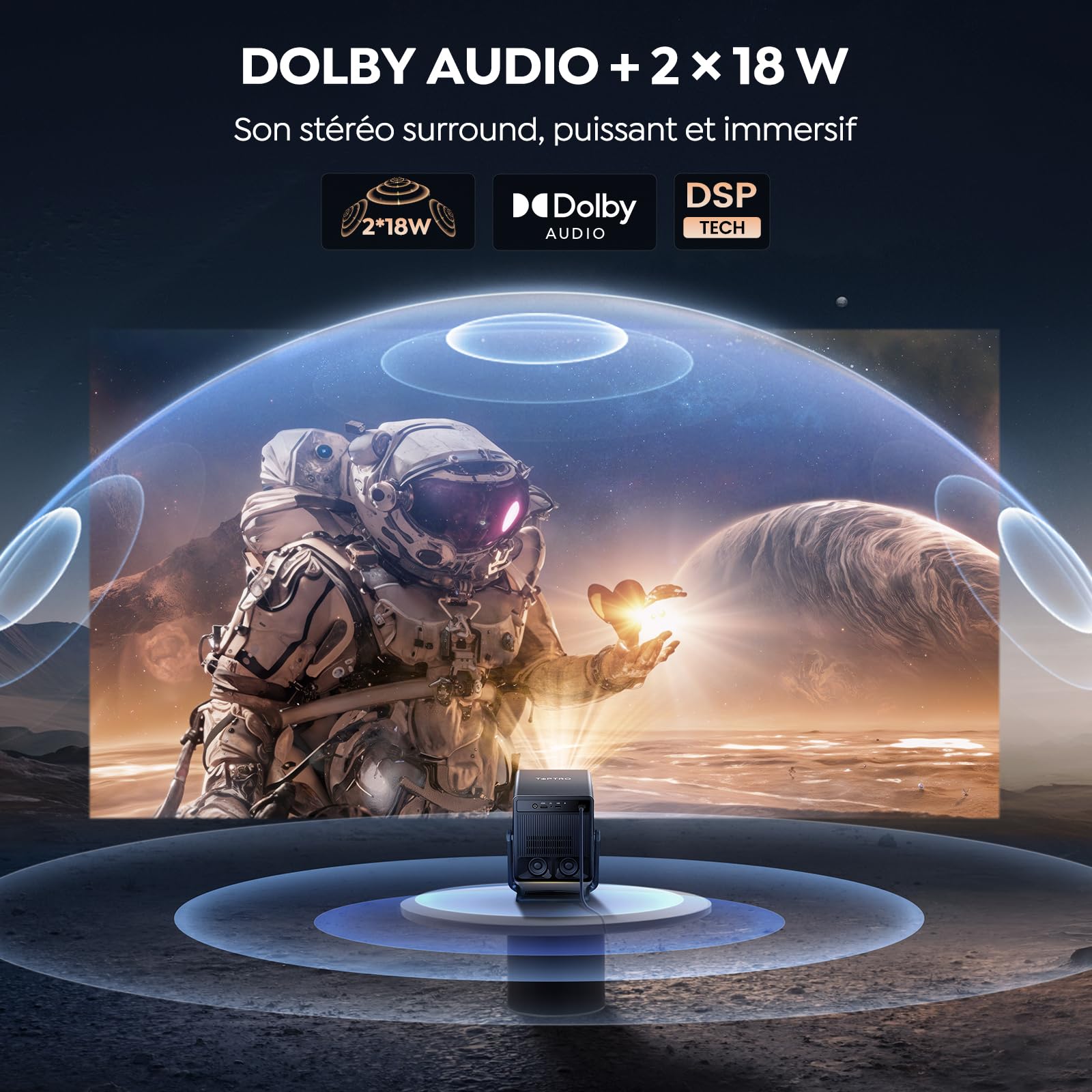 Vidéoprojecteur 4K VIDAA OS 1400 ANSI Dolby 36W ultra-rapide intelligent