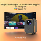 Vidéoprojecteur Full HD 1080P (4K pris en charge) — Google TV & Netflix, WiFi, Bluetooth, Dolby Audio, moteur lumineux fermé