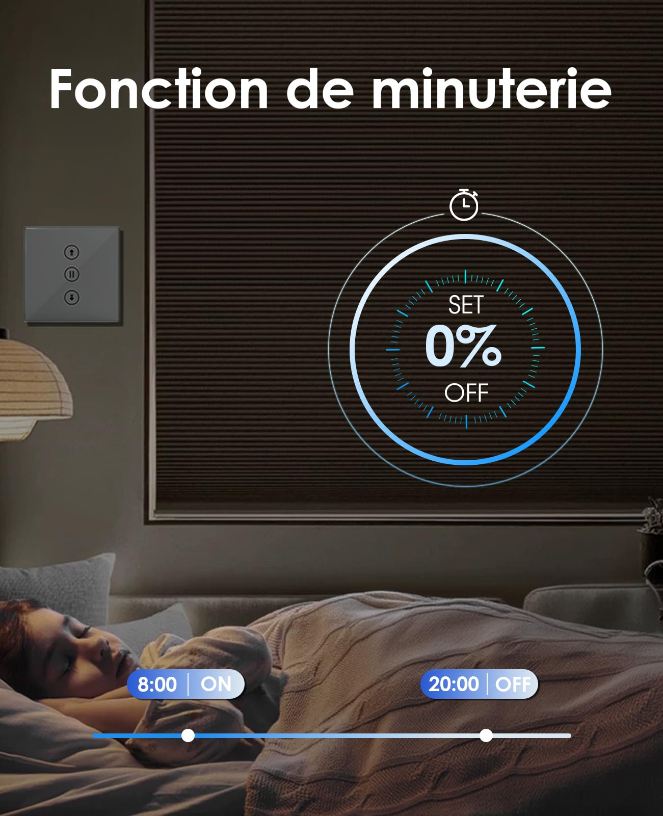 Interrupteur volet roulant connecté tactile 6 pack fil neutre WiFi