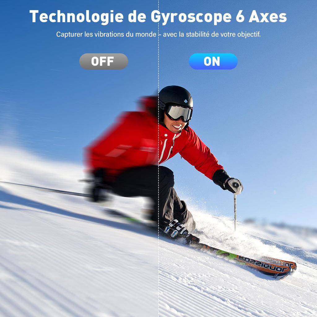Caméra d'action 5K 50MP double écran tactile — zoom 5X, stabilisation EIS 6 axes, étanche 30 m, WiFi
