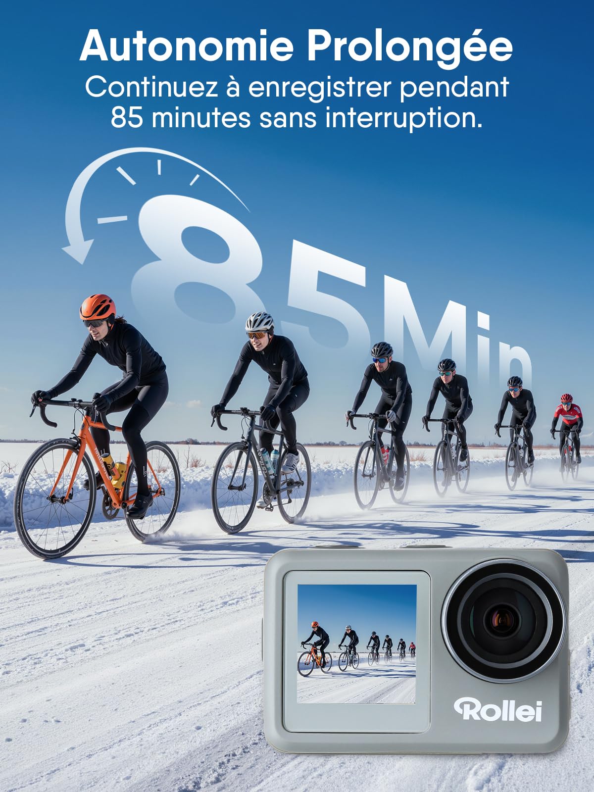 Caméra d'action 4K WiFi — double écran selfie, batterie 1000 mAh, time-lapse & slow motion, boîtier étanche