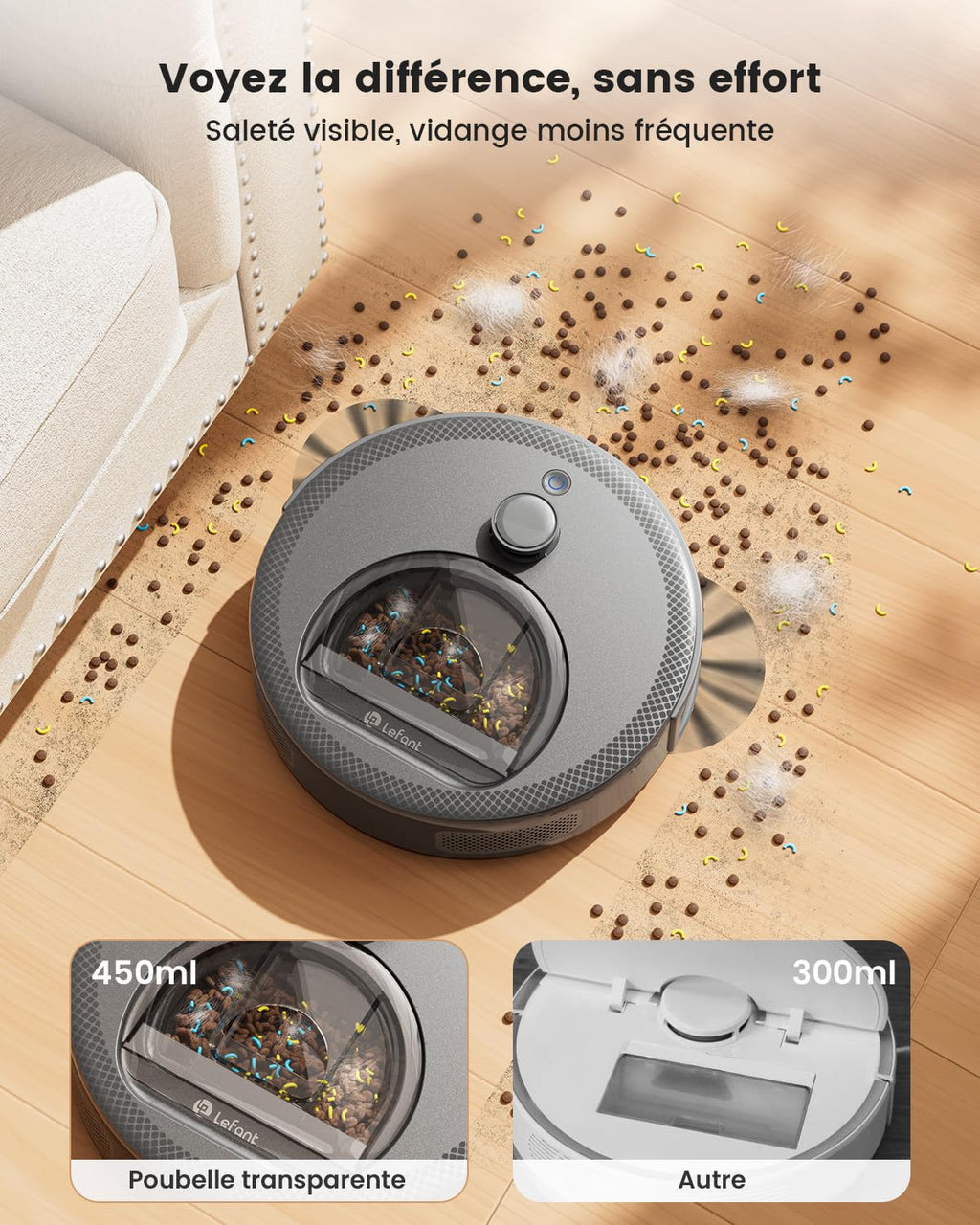 Robot aspirateur laveur 3 en 1 5000Pa navigation LiDAR cartographie sol