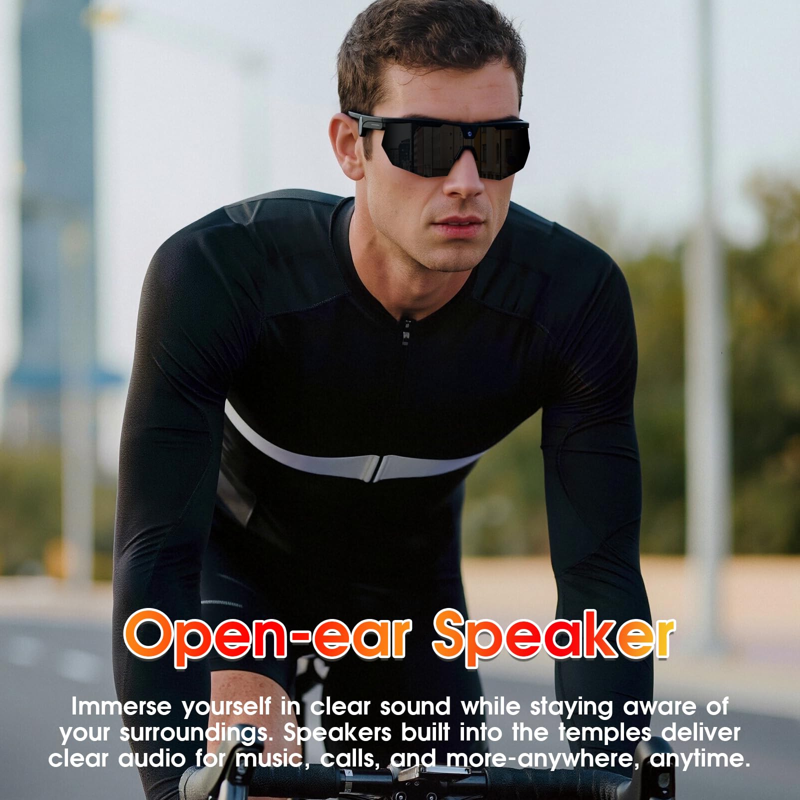 Lunettes connectées sport caméra 8 MP — stockage intégré, enregistrement vidéo