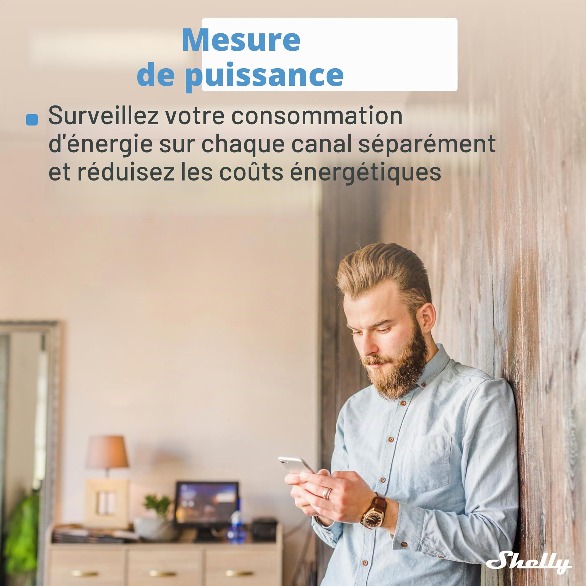 Interrupteur volet roulant connecté WiFi 2 canaux 16A mesure énergie