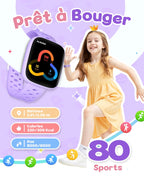 Montre connectée enfant AMOLED 1,83" — sans appli ni abonnement, podomètre