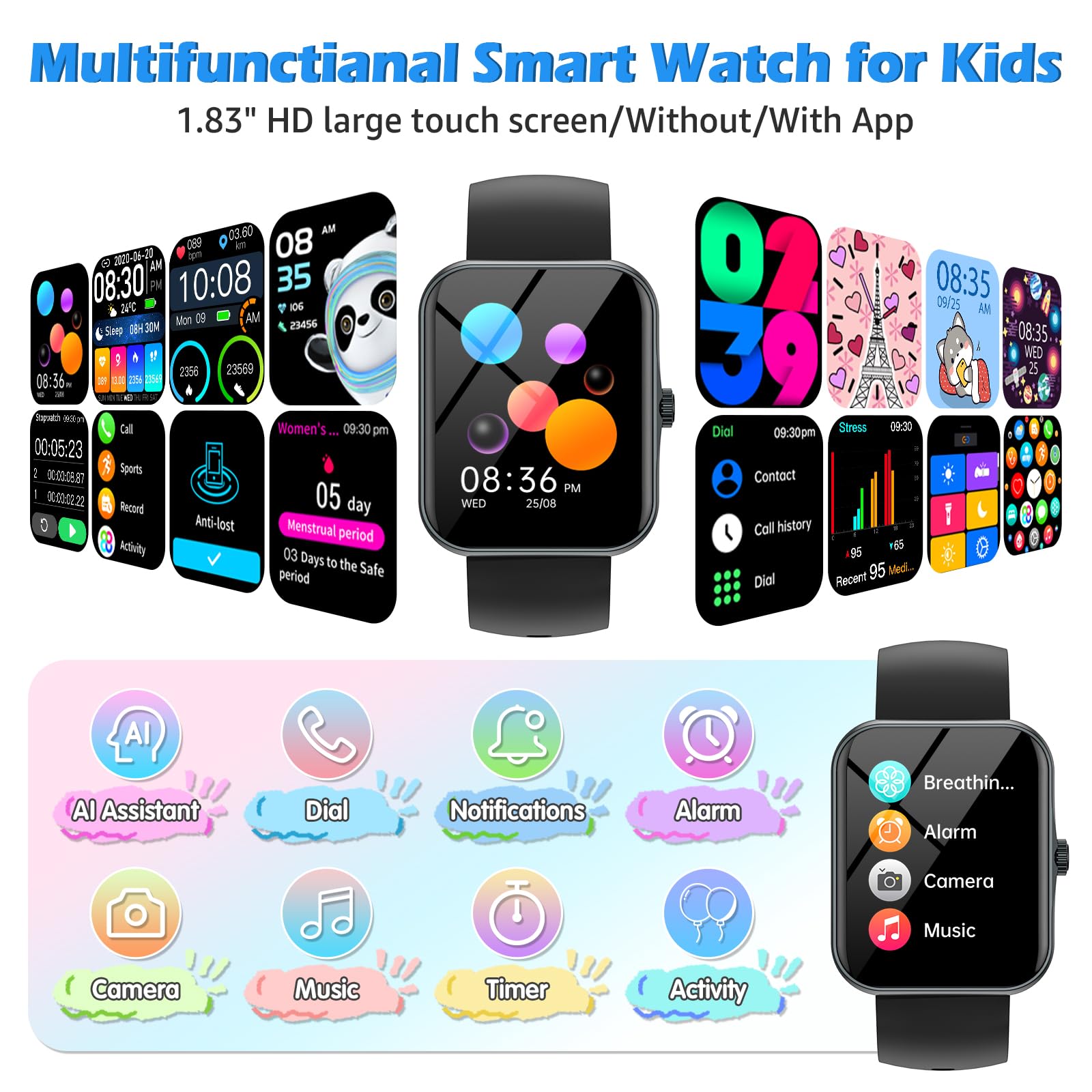 Montre connectée enfant garçon fille — 100+ modes sport, suivi santé, IP68