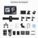 Caméra sport 4K étanche double écran tactile 64Go IPX8 action cam