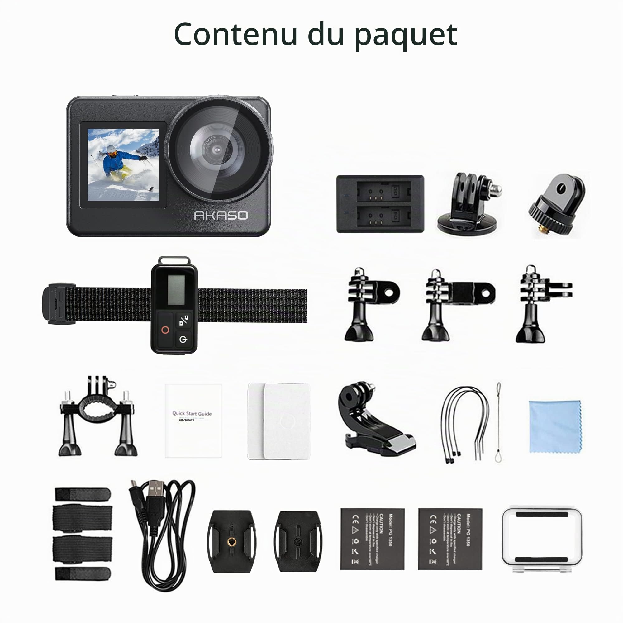 Caméra sport 4K étanche double écran tactile 64Go IPX8 action cam