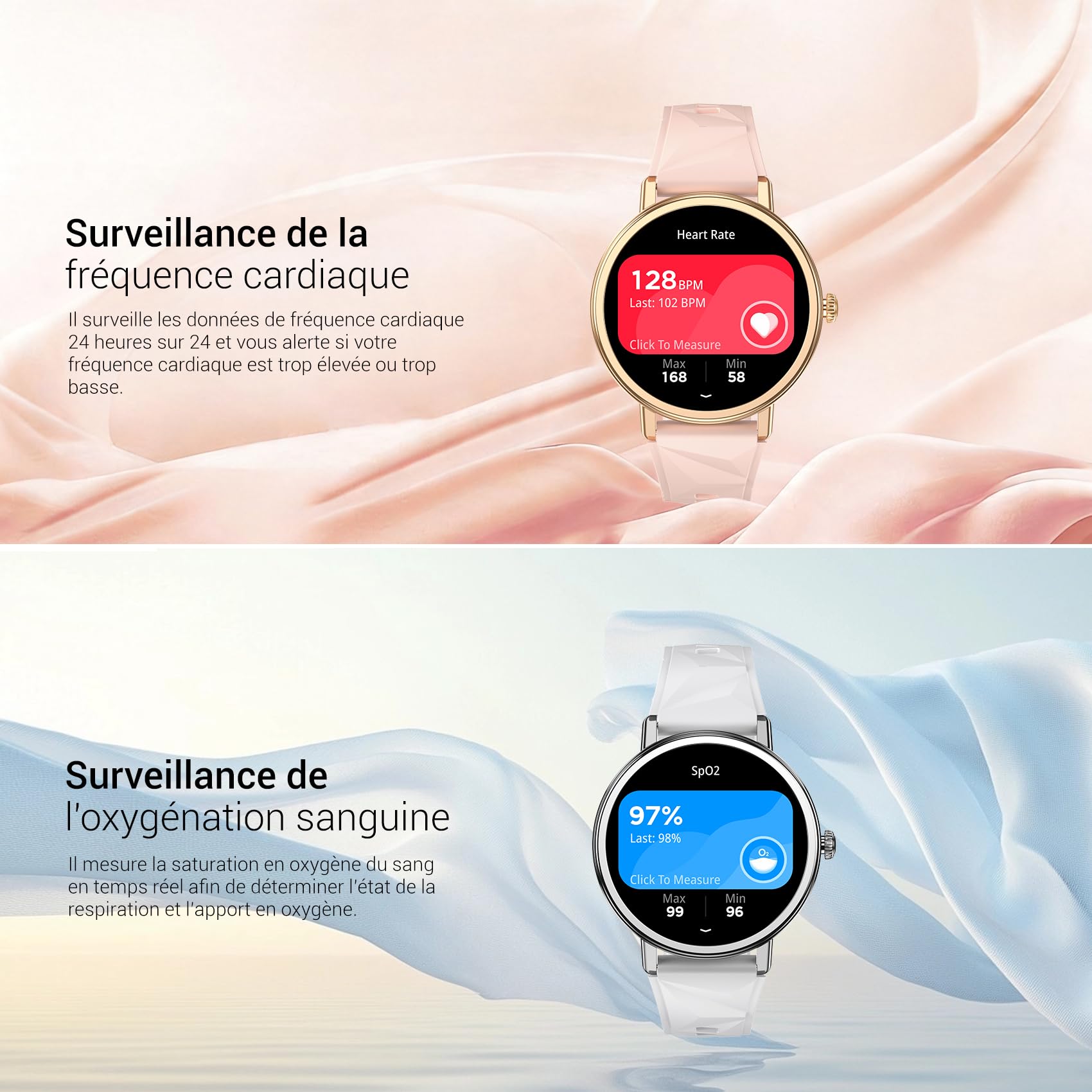 Montre connectée femme homme appel Bluetooth réveil sport fitness