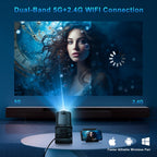 Vidéoprojecteur mini 4K FHD WiFi 6 Bluetooth 5.4 home cinéma compact