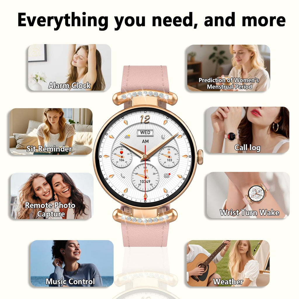 Montre connectée femme AMOLED 1,2 pouces appel Bluetooth fréquence cardiaque