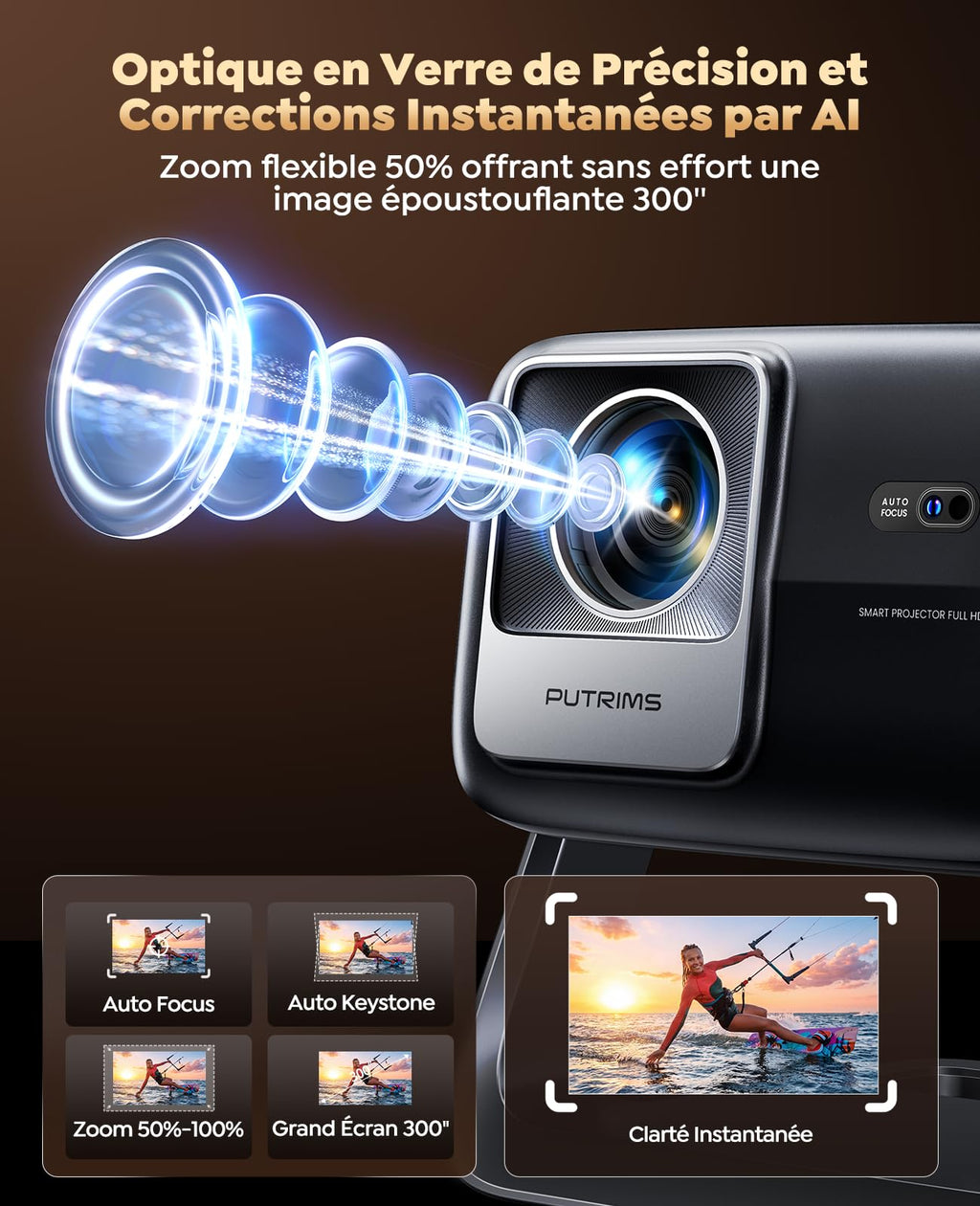 Vidéoprojecteur 4K Google TV 1300 ANSI home cinéma enceinte 36W