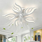 Ventilateur de plafond lustre LED — télécommande et application — vue 1