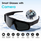 Lunettes connectées caméra HD 1200P — écran shield, enregistrement stabilisé