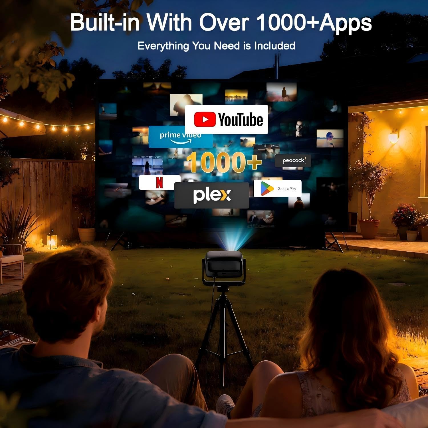 Vidéoprojecteur 4K mise au point automatique portable Android WiFi
