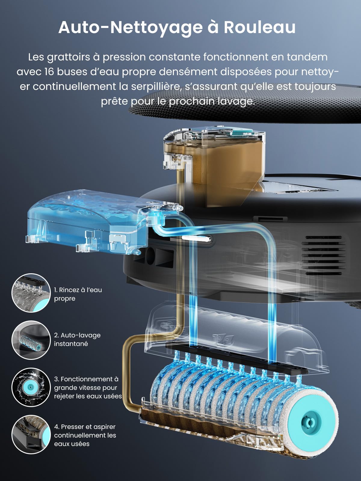 Robot aspirateur laveur 18000Pa nettoyage automatique intelligent navigation