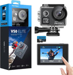 Caméra sport 4K 60fps 20MP action cam 64Go double écran V50 Elite