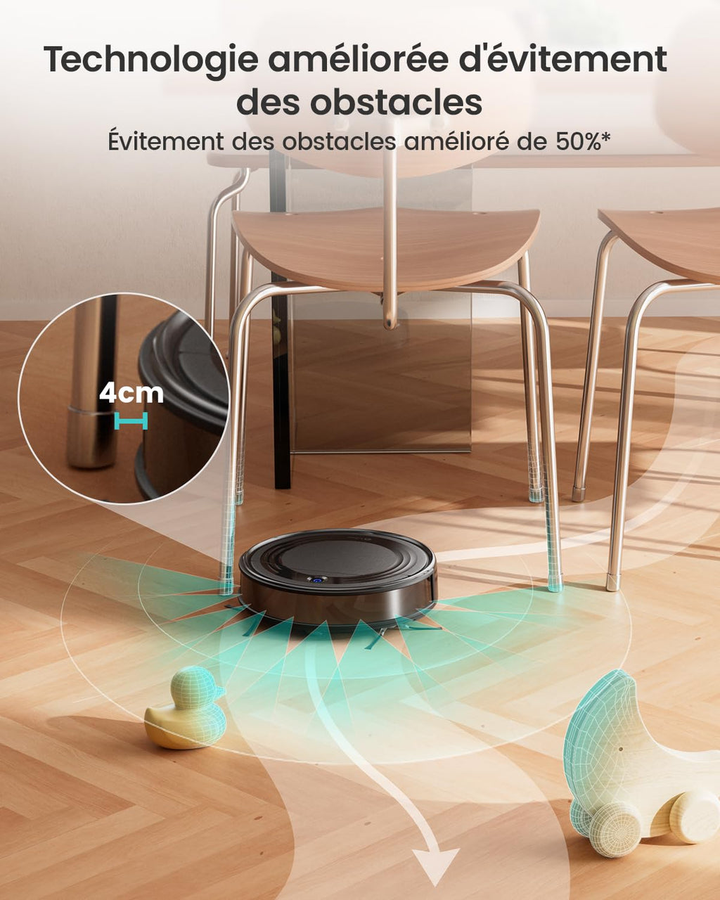 Robot aspirateur 4500Pa navigation précise 150min filtre HEPA LiDAR