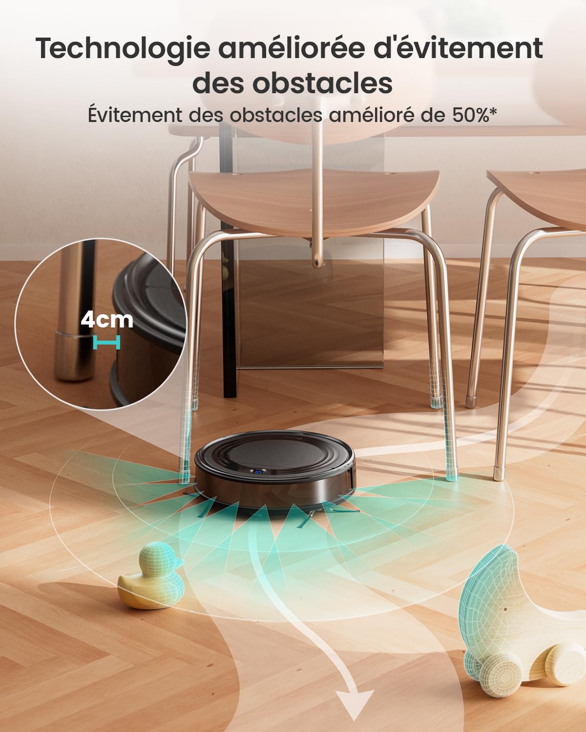 Robot aspirateur 4500Pa navigation précise 150min filtre HEPA LiDAR