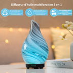 Diffuseur d'huiles essentielles verre soufflé 150 ml — ultrasons silencieux, lumière d'ambiance, 4 modes, arrêt auto