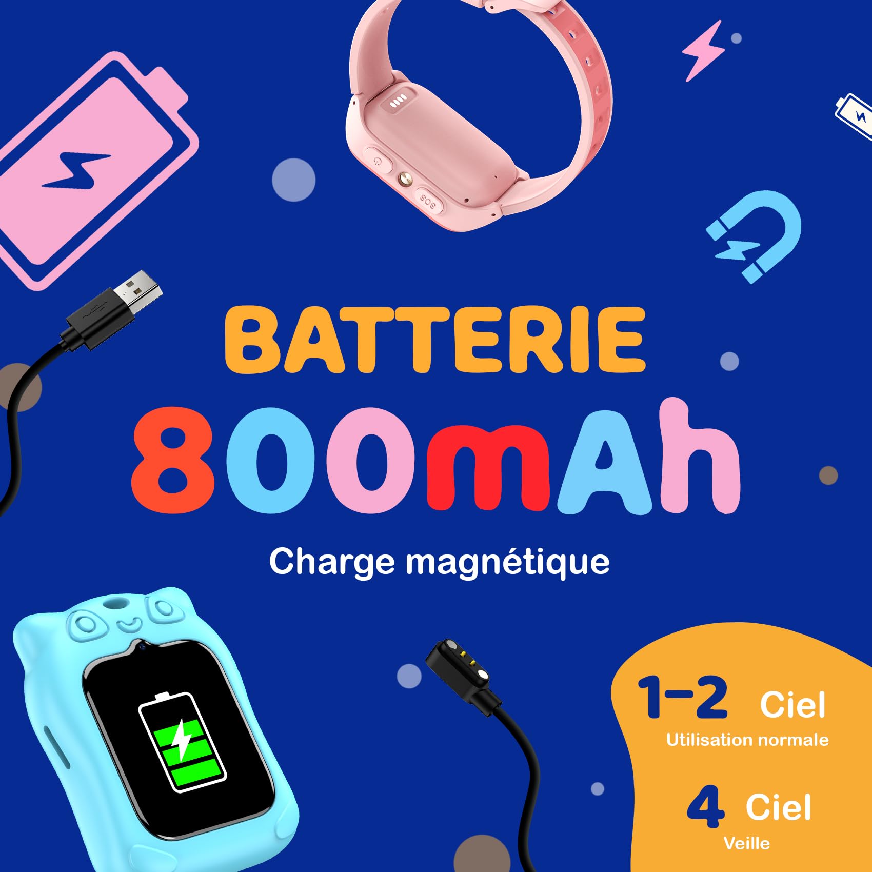 Montre connectée enfant 4G GPS WiFi LBS SOS appel vidéo chat vocal