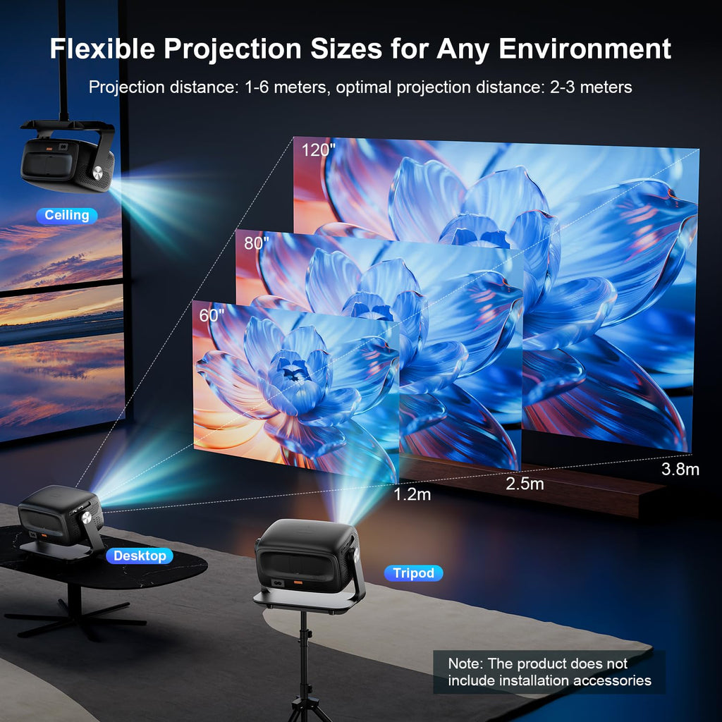 Vidéoprojecteur 4K mise au point automatique portable Android WiFi