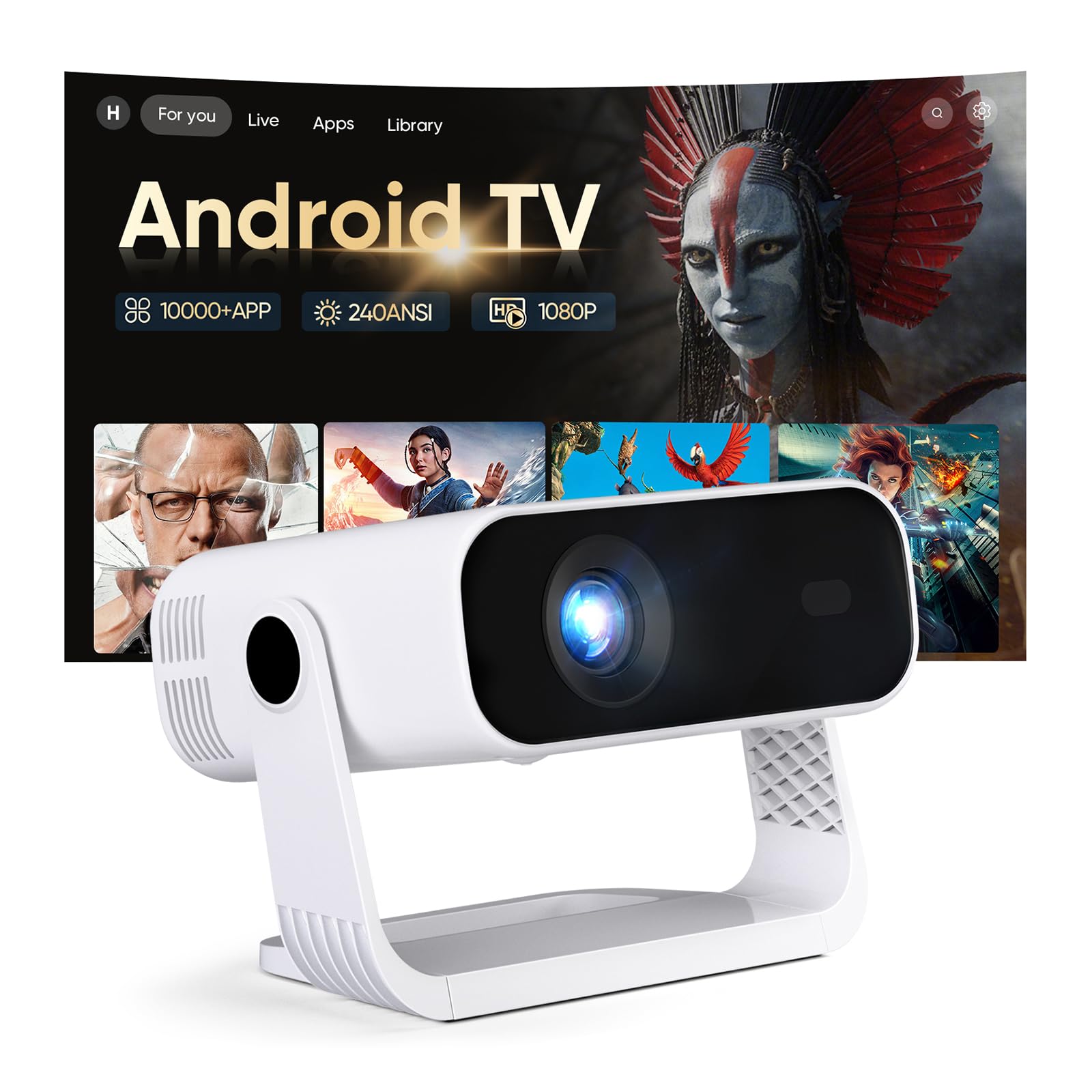 Vidéoprojecteur intelligent Full HD 1080P natif — applications intégrées, WiFi & Bluetooth, home cinéma sans fil