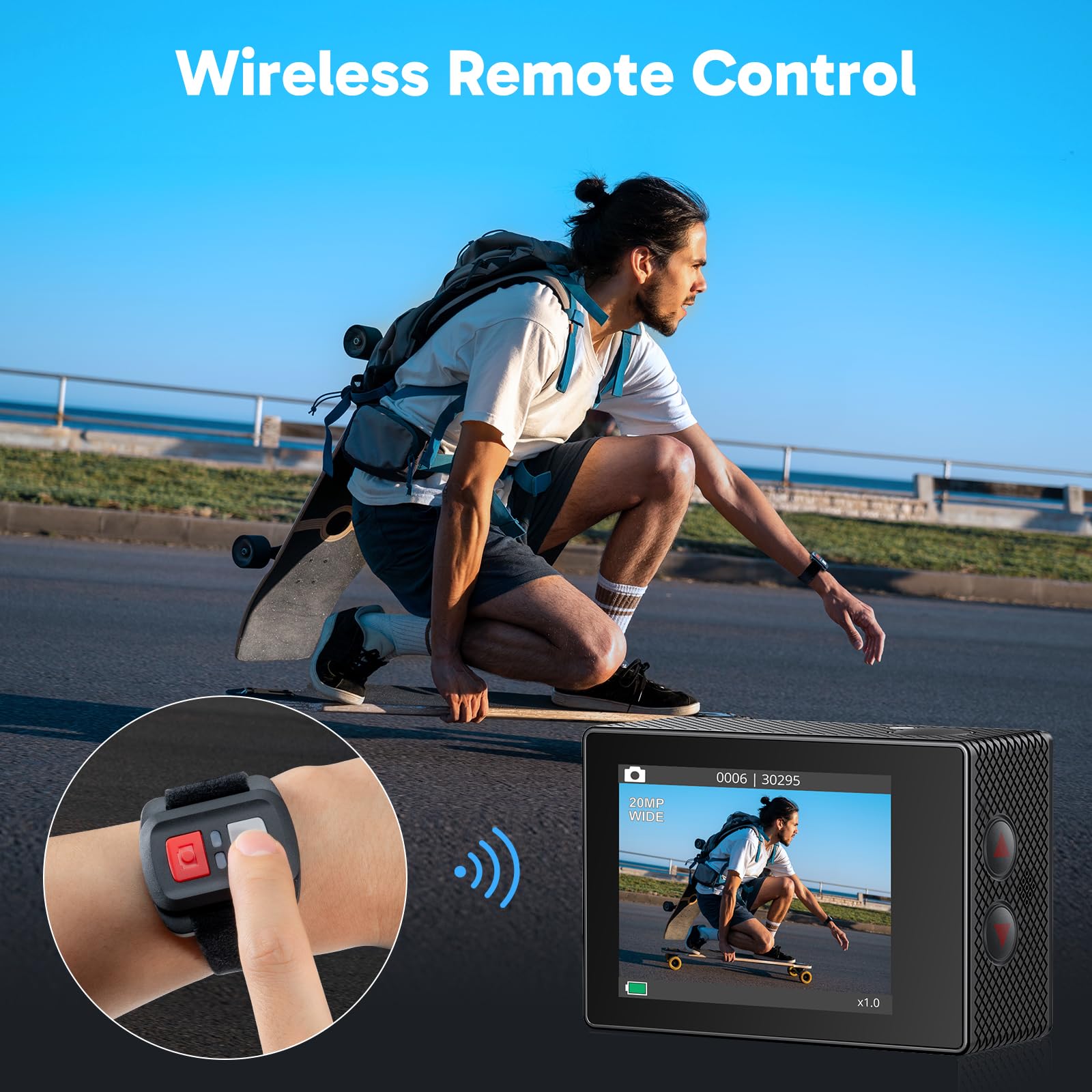 Caméra sport 4K sous-marine WiFi 20MP étanche 30m compatible accessoires
