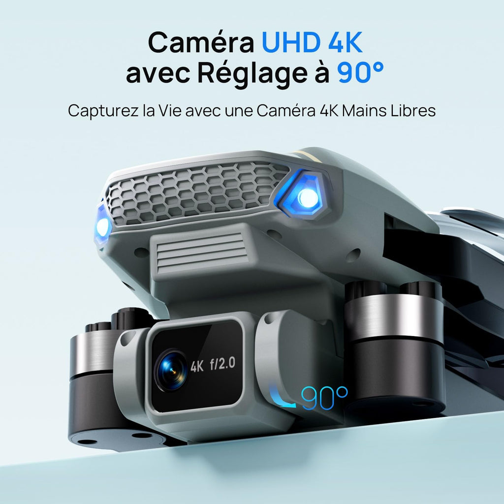 Drone caméra 4K UHD pliable — capteur 12 MP, FPV 5G, 2 batteries (36 min), sac