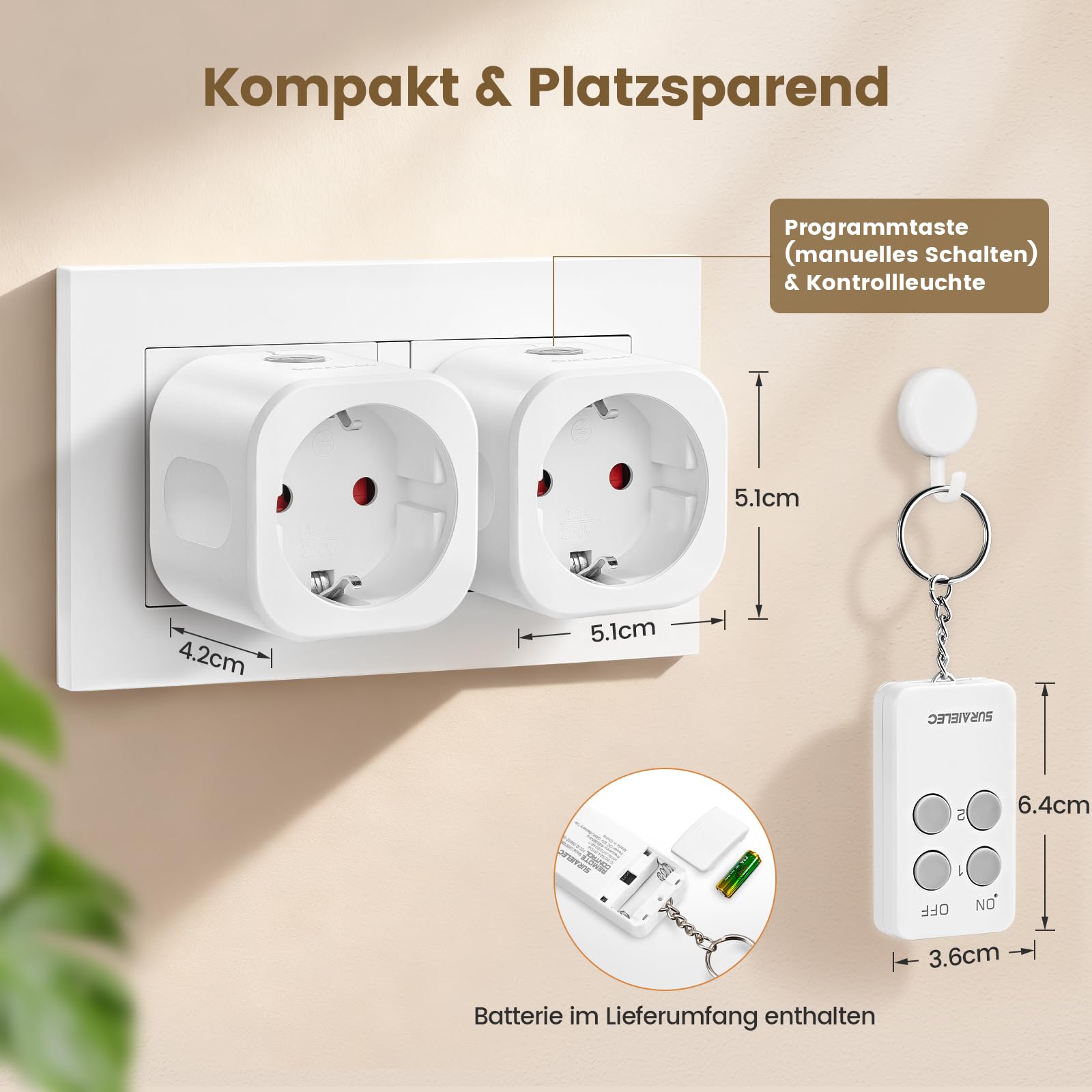 Prise télécommandée sans fil 16A 3680W kit prises intérieur portée 30m