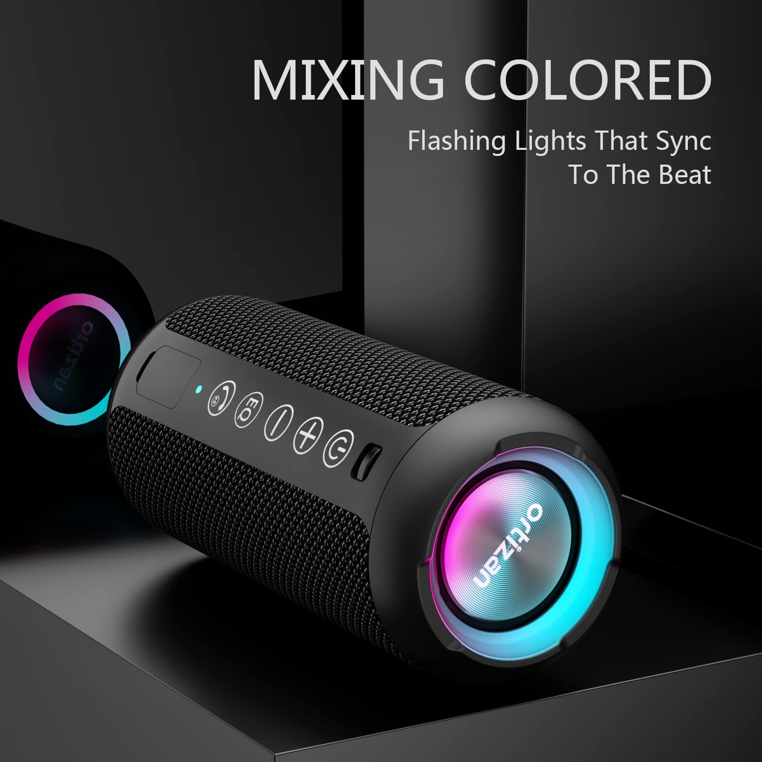 Enceinte Bluetooth 5.3 portable étanche IPX7 — son 360°, lumières RGB, 30h d'autonomie