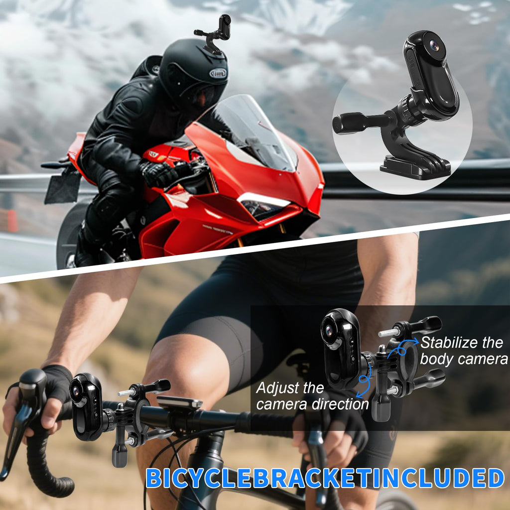 Mini caméra casque 1080P 27 g — écran HD, longue autonomie, kit de fixations universel