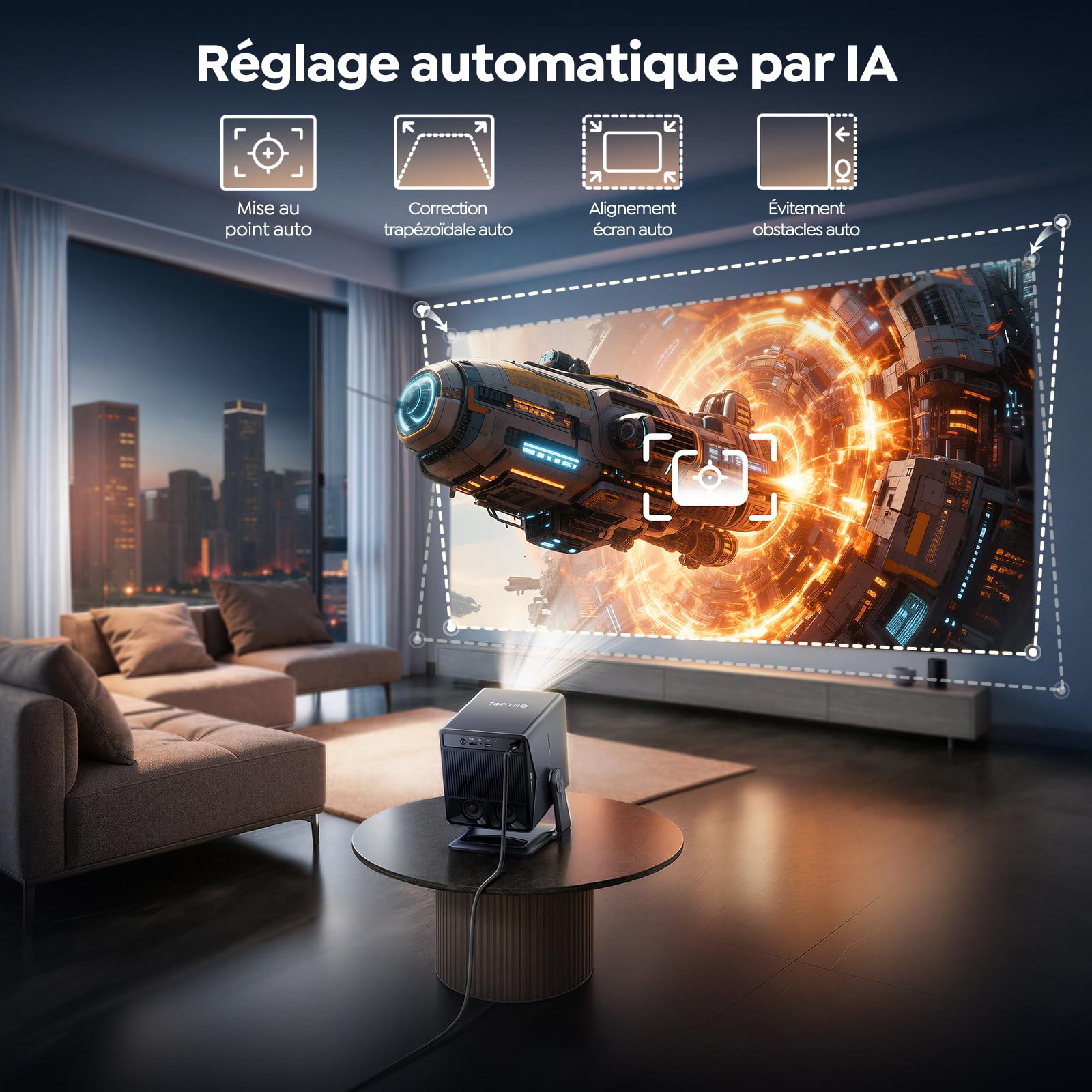 Vidéoprojecteur 4K VIDAA OS 1400 ANSI Dolby 36W ultra-rapide intelligent