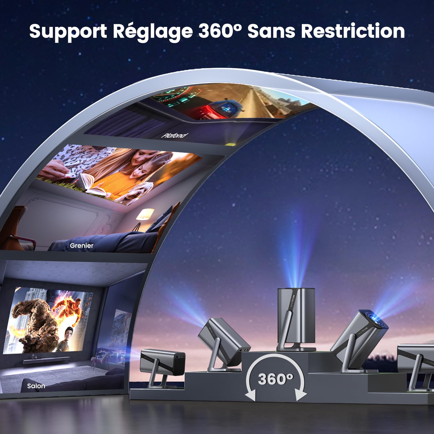 Vidéoprojecteur 4K Netflix Dolby autofocus keystone 30000 lumens WiFi