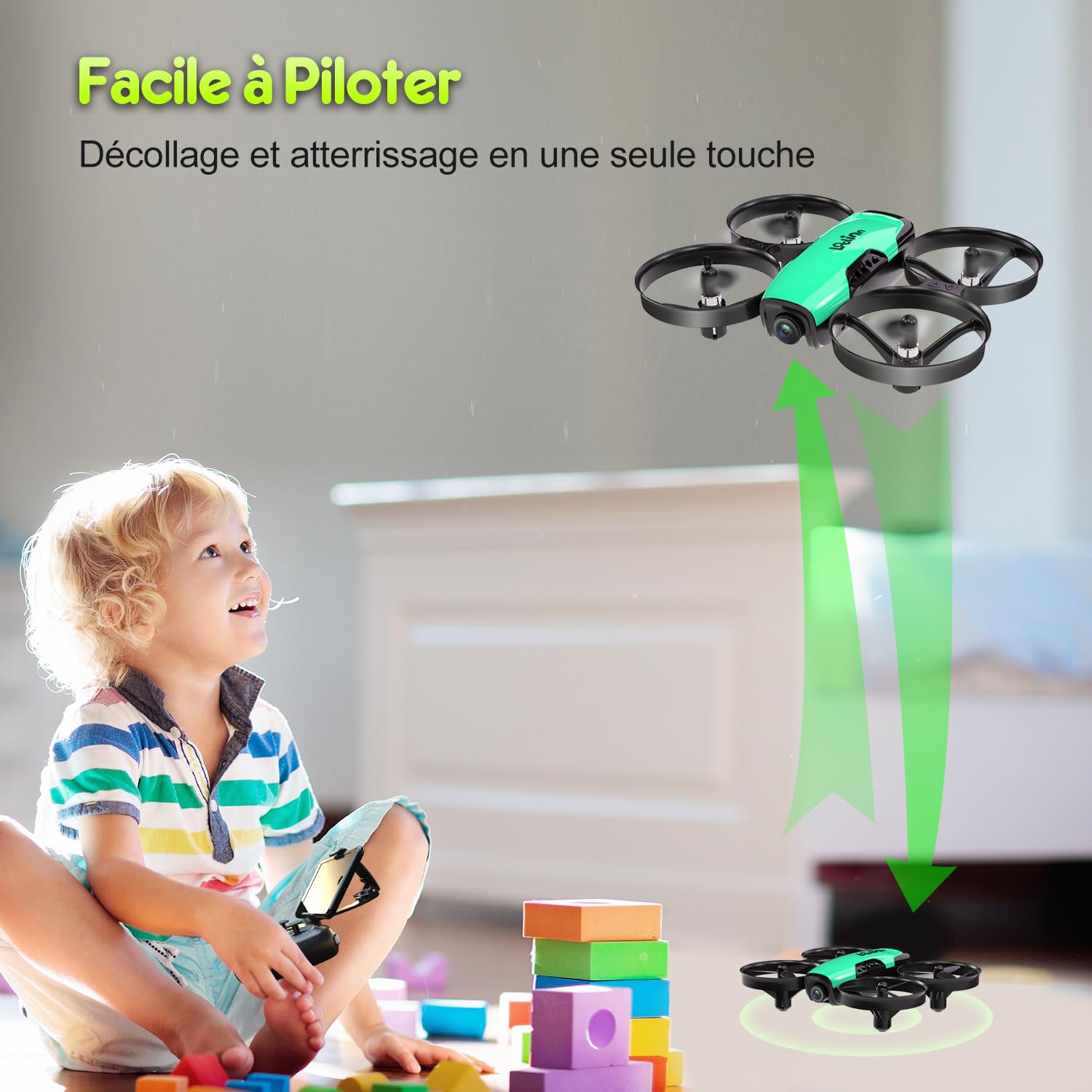 Drone caméra enfant cadeau 8 ans mini télécommandé vol sécurisé débutant